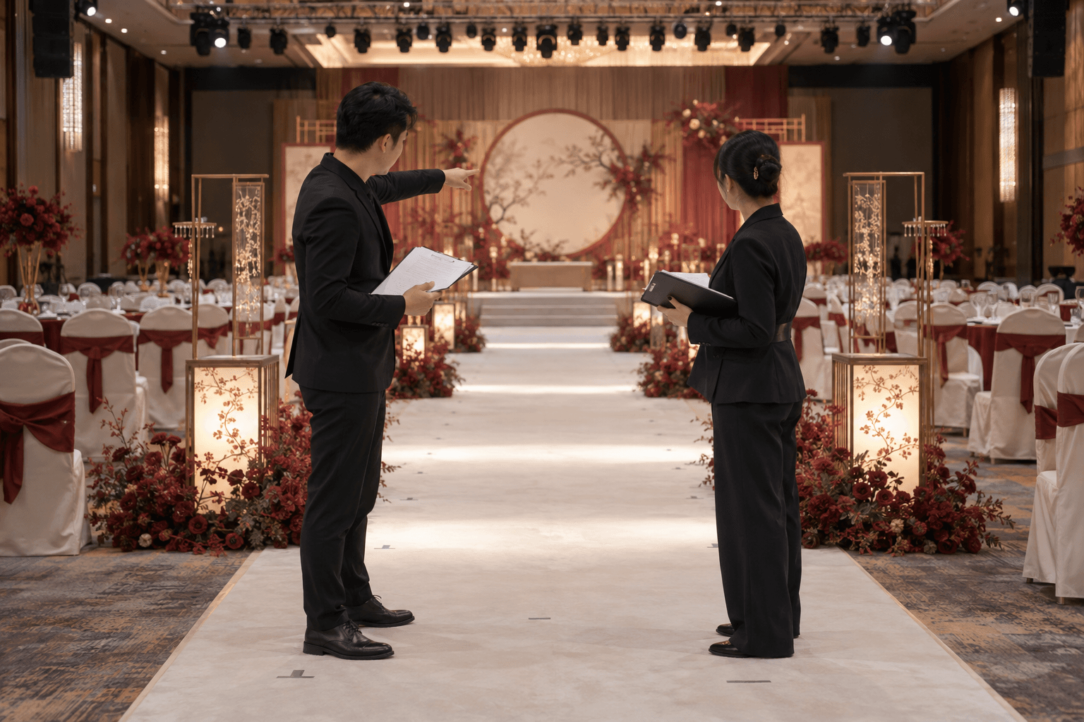 婚礼团队共同核对多岗位责任和统一时间线