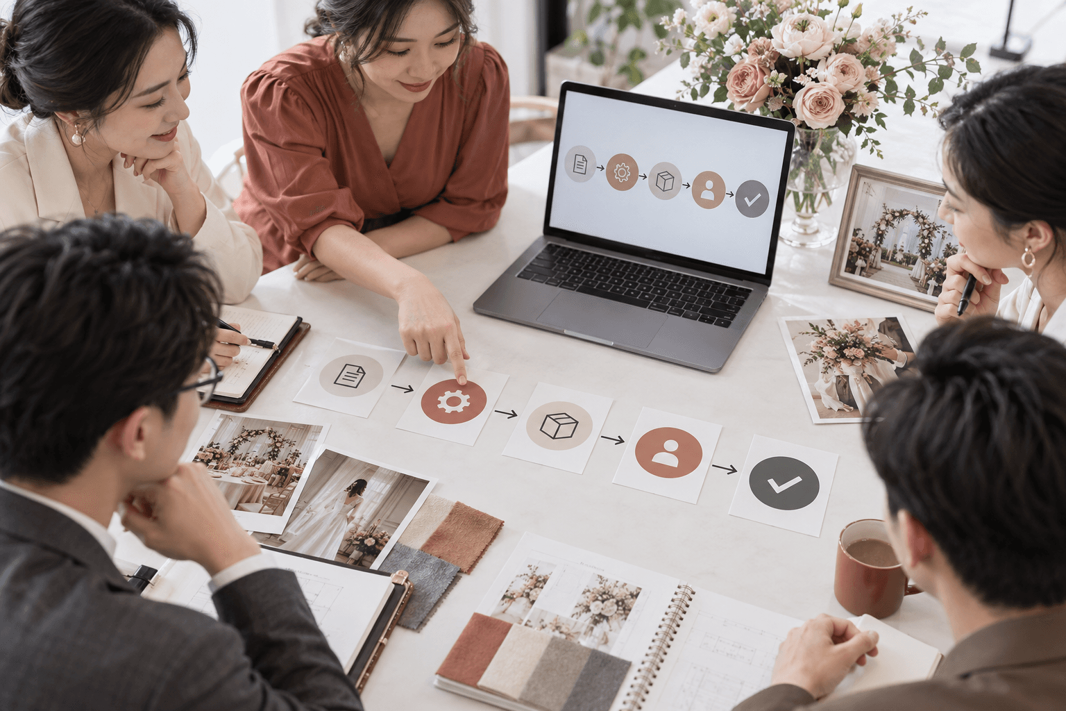 婚礼团队把一项 AI 需求拆成输入动作输出确认和验收